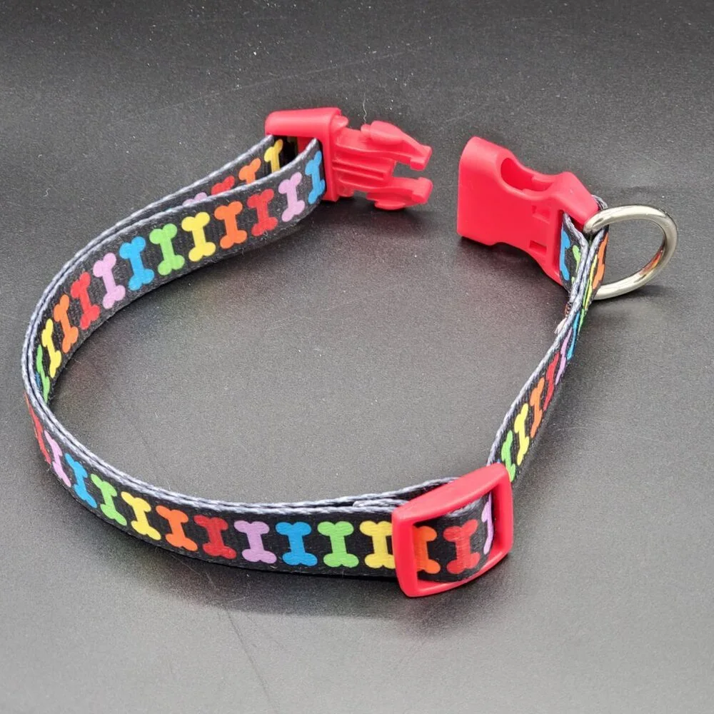 Adjustable Colorful Bone Print Dog Collar